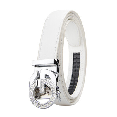 

BPSTAR Womens Automatic Buckle Genuine Leather Ladys Ratchet Holeless Belt Business High Quality Womens Real Belt for Pants