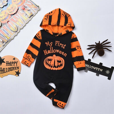 

Newborn Baby Boys First Halloween Hooded Bodysuit Romper Jumpsuit Outfits