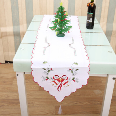 

Embroidery Poinsettia Table Runner Tablecloth Christmas Party Wedding Table Deco