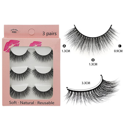 

Gobestart 3 Pairs Of Natural Thick New 3D Imitation Mink False Eyelashes 10 Styles