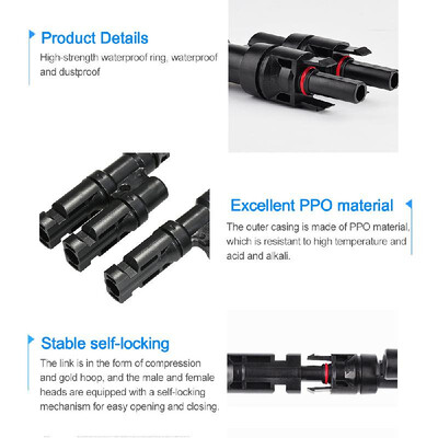 

MC4 Branch Connector Solar Panel TY MaleFemale Branch Connectors Cable Splitter Coupler MMF FMM 1 Pair