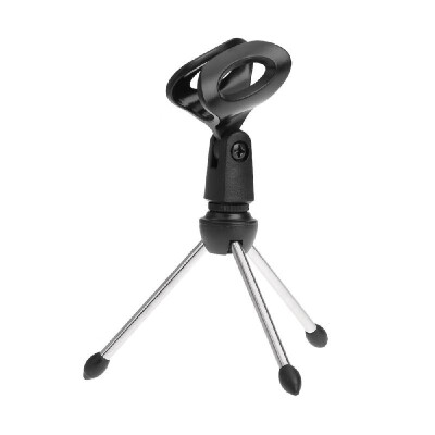 

Desktop Mic Microphone Tripod Stand Holder Bracket with Rubber Cap Foldable Portable Durable