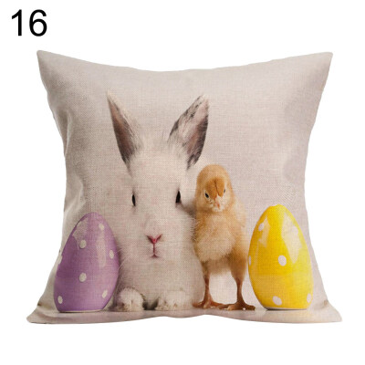 

Easter Rabbit Egg Pillow Case Linen Sofa Waist Throw Cushion Cover Decoration