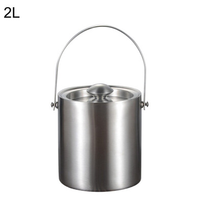 

23L Stainless Steel Bar Hotel Double Layer Beer Cooling Wine Round Ice Bucket