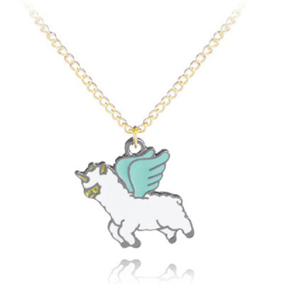 

7 Styles Alloy Dripping Oil Cute Cartoon Colt Unicorn Necklace Girls Women Pendant Lovely