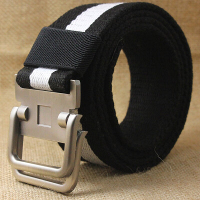 

New stripe Canvas belt fashion Alloy Double ring buckle Men belt casual Thicken Canvas Men&Women belt 110-140cm