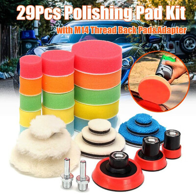 

29 Pcs 123 Buffing Sponge Polishing Grinding Pad Kit For Car Polisher Buffer
