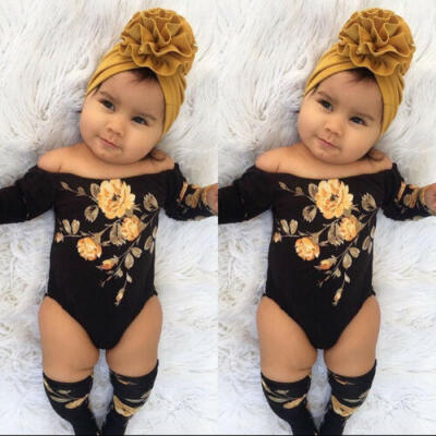 

Baby Girl Infant Off Shoulder Flower Romper JumpsuitLeg Warmers Outfits Clothes