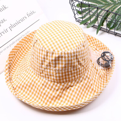 

Spring&summer visor Hat fisherman Hat Plaid casual Joker travel large brim folding fashion Hat women