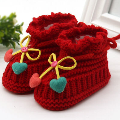 

WEIXINBUY Woolen Baby Shoes Infants Crochet Knit Fleece Warm Boots Toddler Girl Boy Wool Snow Crib Shoes Winter Booties