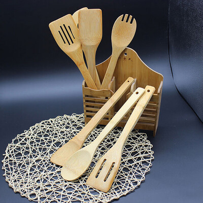 

Siaonvr 5 Piece Set Bamboo Utensil Kitchen Wooden Cooking Tools Spoon Spatula Mixing