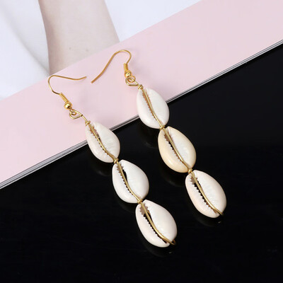 

Bohemian Natural Cowrie Shell Pendant Drop Earrings Beach Jewelry For Woman