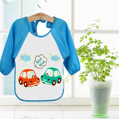 

Children Boys Girls Cartoon Baby Bibs Waterproof Toddler Long Sleeve Feeding Eating Bib Burp Cloths