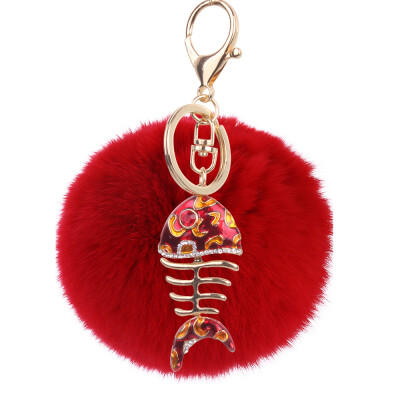 

Creative Smart Fishbone Keychain Rex Rabbit Plush Pendant Bag Mobile Phone Charm Fashion Pendant