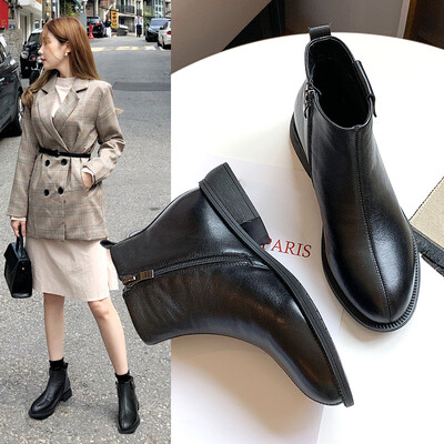 

The first layer of leather ankle boots womens new leather Chelsea boots Europe&the United Sta