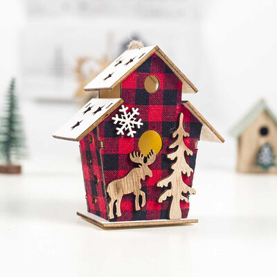 

Siaonvr LED Light Wood House Cute Christmas Tree Hanging Ornaments Holiday Decoration