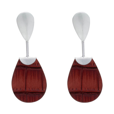 

Fashion Women Drop Embossed Faux Leather Dangle Pendant Ear Stud Earrings Gift
