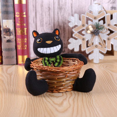 

Toponeto Doll Fruit Decoration Bowl Halloween Ghost Candy Basket Home Decor Hand-Woven