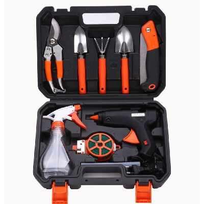 

10pcs Gardening Tools Combination Kit Sprayer Electric Glue Gun Shovel Rake Branch Shear Planting Tool Set Portable Farming Box Se