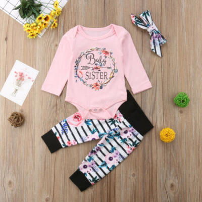 

Toddler Baby Girls Romper Bodysuit Jumpsuit Pants Headband Outfits Clothes