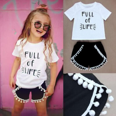 

2pcs Toddler Baby Girls Letter Tops T-shirtPants Outfits Clothes