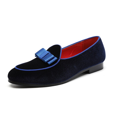 

Leather shoes Korean version of the peas shoes personalized suede bow tide shoes male