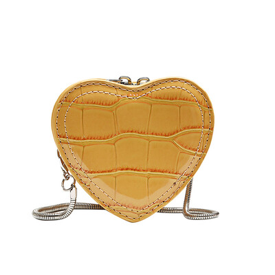 

Women Fashion Serpentine Leather Heart Shape Chain Bags Mini Shoulder Bag Crossbody Bag