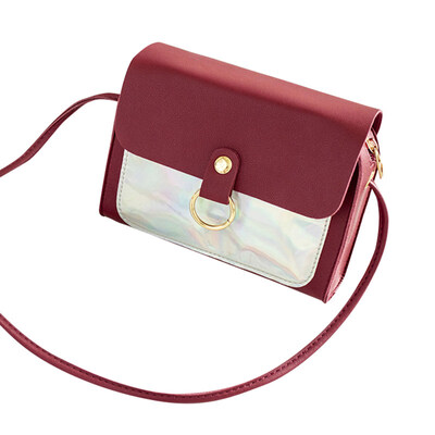 

Women Flip Cover Color Block Pathchwork Square Shoulder Crossbody Bag Pouch