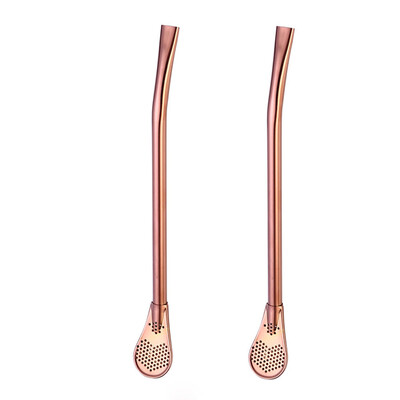 

Toponeto 2Pcs Stainless Steel Drinking Tea Yerba Mate Straw Gourd Bombilla Filter Spoon