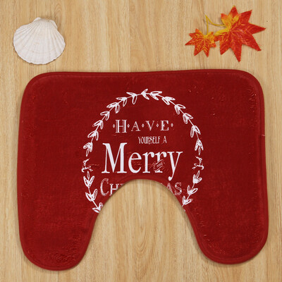 

Gobestart Merry Christmas Pedestal Rug Lid Toilet Cover Bath Mat 3PCSet E