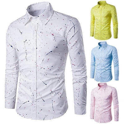 

Fashion Mens Casual Long Sleeve Shirts Formal Slim Fit Shirt Tops Blouse T-Shirt