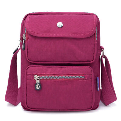 

Women Solid Color Multi Pocket Nylon Travel Crossbody Shoulder Bag Storage Pouch