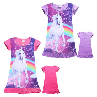 

Girls Kids Unicorn Horse Princess Sleepwear Dress Pajamas Nightdress 4-10Years