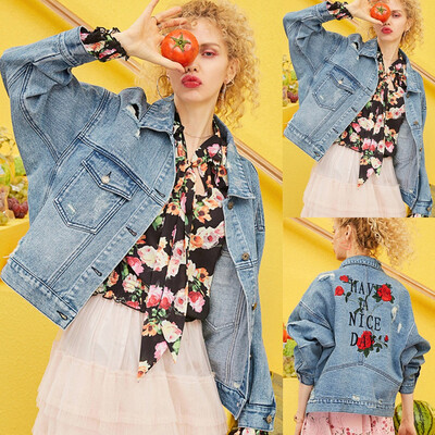 

Toponeto Womens Vintage Washed Boyfriend Denim Jacket Long Sleeve Outerwear Coat