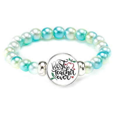 

Teachers Bracelet Teacher Jewelry Gift Teacher Charm Pearl Bracelet