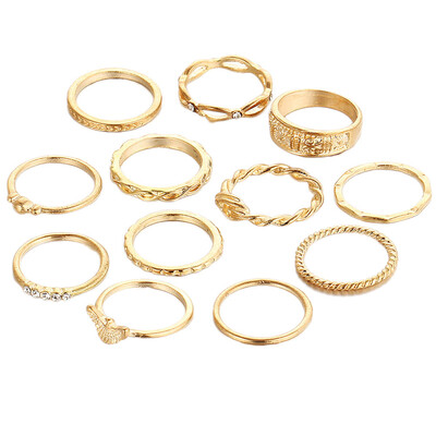 

Fashion Gold Plated Finger Ring Vintage Boho Crystal Knuckle Party Rings Jewelry Gift