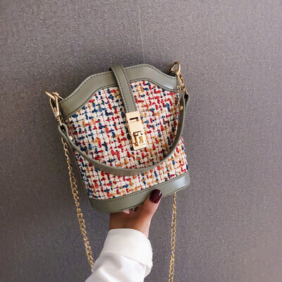 

Tailored Fashion Women Retro Leather Wool Bucket Bag Crossbody Bag Chain Shoulder Bags