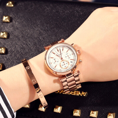 

Luxury large dial rose gold fashion ladies watch steel belt bracelet waterproof watch quartz watch