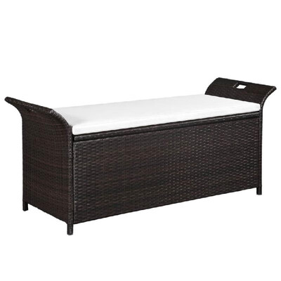 

Storage Bench with Cushion 543" Poly Rattan Brown