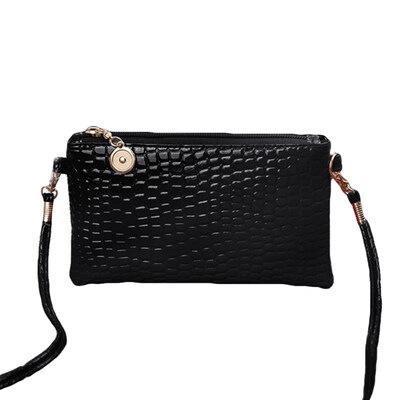 

Crocodiles Pattern Solid Color Faux Leather Lady Crossbody Sling Bag Phone Holder