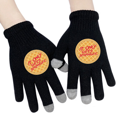

Animemerch Stranger Things Gloves Eleven Demogorgon Cosplay Gloves Full Finger Gloves Printed Gloves Winter Warm Mitten