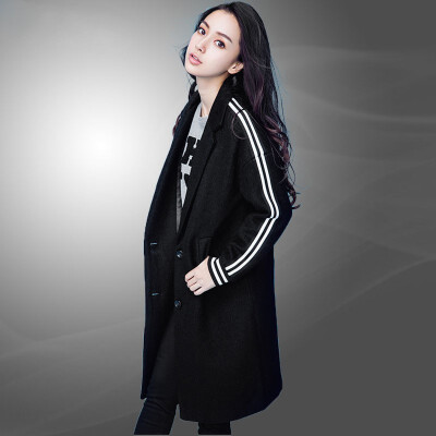 

The new cashmere coat women of 2018 fall show thin black medium long woolen coat womens windbreaker