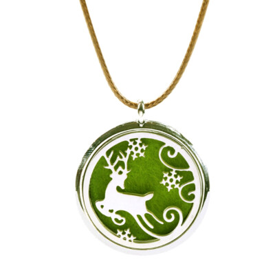 

Silver Jewelry Chrstmas Deer Aromatherapy Essential Oils Stainless Steel pendant Perfume Necklace