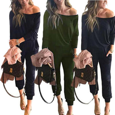 

Women Lady Solid Off Shoulder Long Sleeve Bodycon Long Jumpsuit Rompers Clubwear