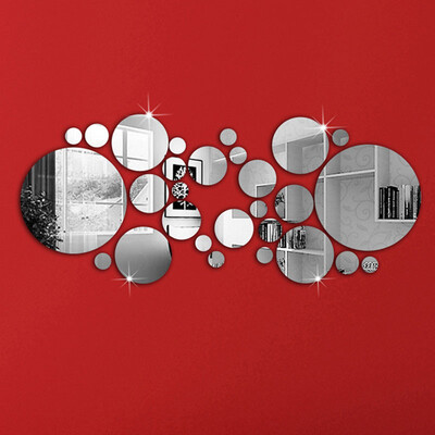 

26PC 3D Mirror Circle Decal Wall Sticker DIY Removable Mural Home Room Decor Hot