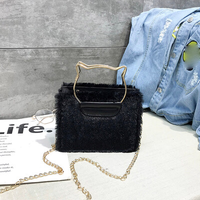 

Tailored Female Bag Cat Hairy Shoulder Bag Student Messenger Bag Fashion Wild Lady Bag