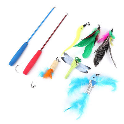 

Greensen 8pcs Telescopic Funny Wand Stick with Bell Cat Teaser Kit Set Pet Playing Interactive Toys