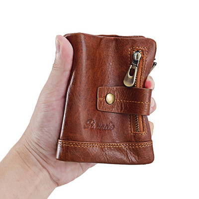 

Tailored Men Engraving Leather Male Wallet Zipper Coin Purse Mini Card Holder Pockets