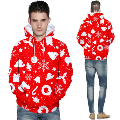 

Tailored Christmas Women Men Print Long Sleeve Hoodie Sweatshirt Ugly Pullover Tops