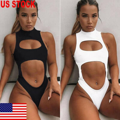 

US 2019 New Womens One Piece Monokini Push Up Padded Bikini Swimsuit Swimwear